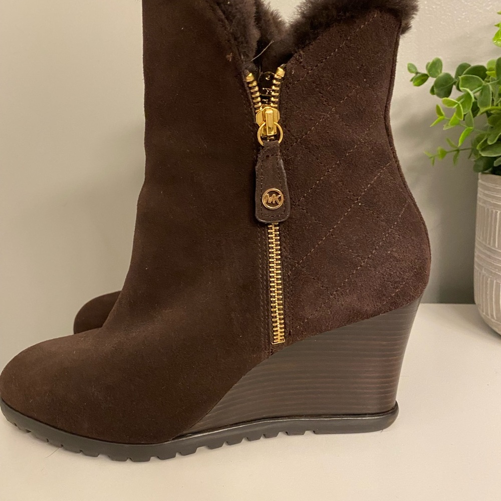 Michael Kors Suede Wedge Boot NEW